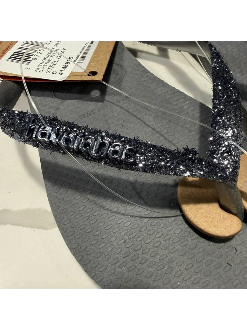 Havaianas Women's Slim Glitter II Flip Flop Sandal Steel Grey US 6 - Picture 4 of 6